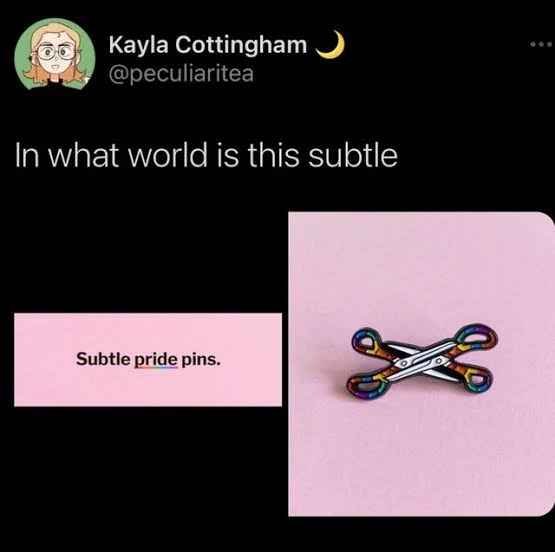 Subtle. Pride, Scissors, Pin