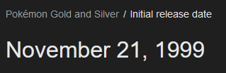 pokemon gold and silver release date: november 21, 1999