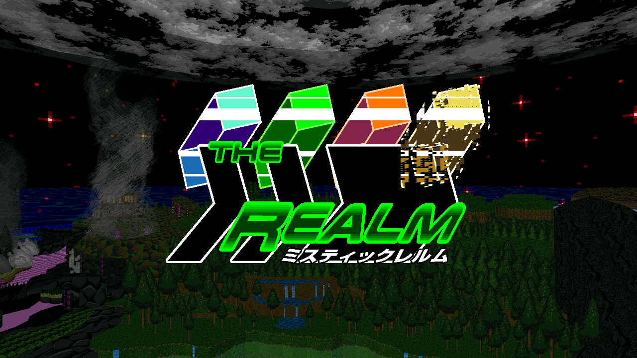 the mystic realm community edition title screen except the word "mystic" has disappeared, and the yellow prism looks very glitchy