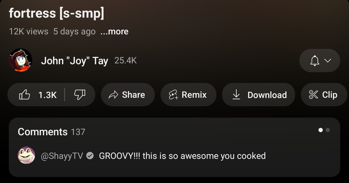 undertale speedrunner shayy commented on john "joy" tay's latest upload