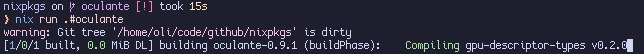 i'm building oculante after updating it to 0.9.1
