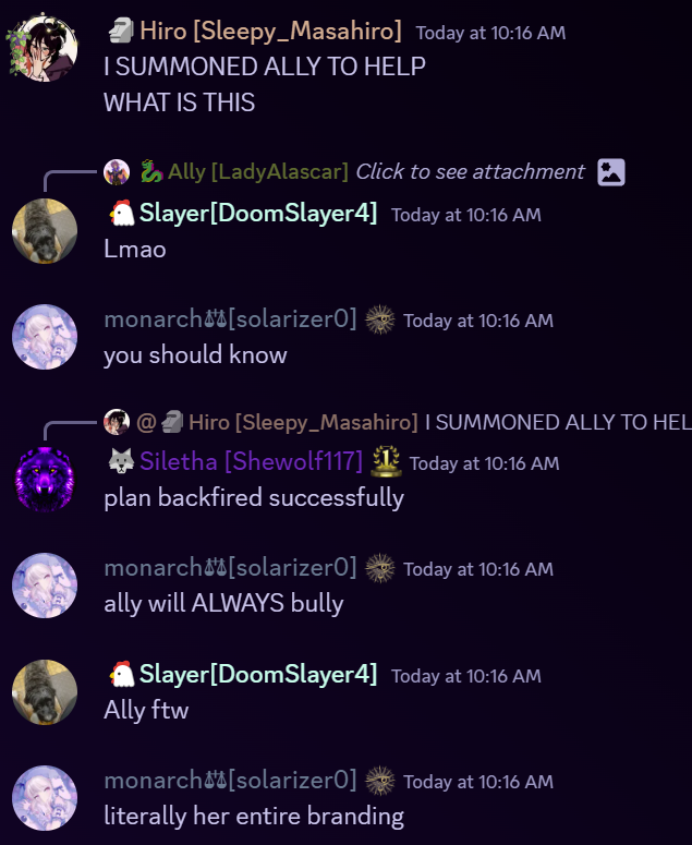 What happens when you summon ally to chat