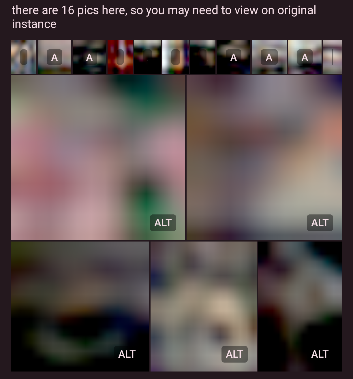 in the top row the alt text labels are cut off making it look like screaming