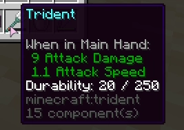 an unenchanted minecraft trident with 20 durability