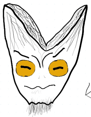 a doodle of a character with yellow goat-like eyes I do not quite know how to describe the rest of him sorgy