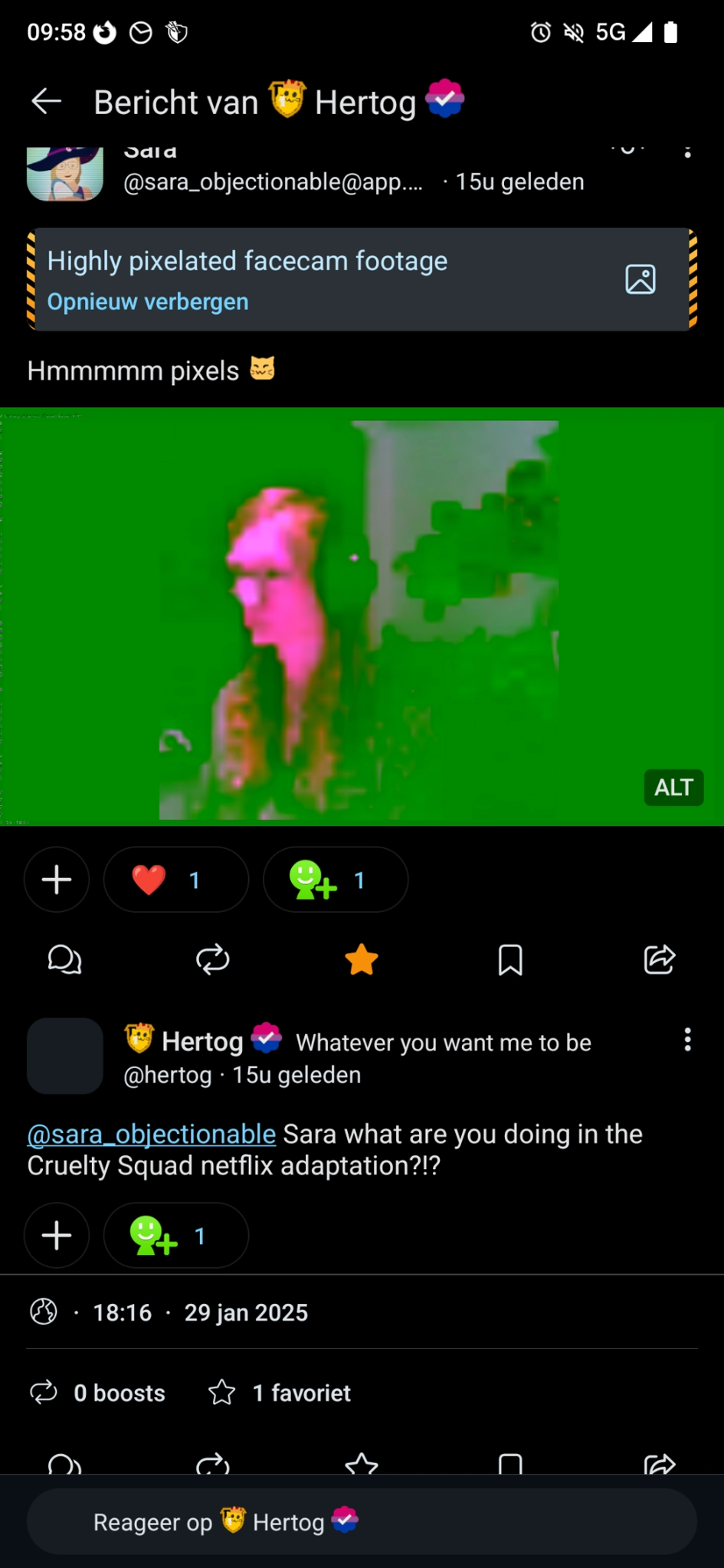 The posts above but the photo is just pink and green