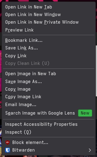 the right click context menu in firefox

there is an entry to "Search Image with Google Lens" and it has a bright green "New" label