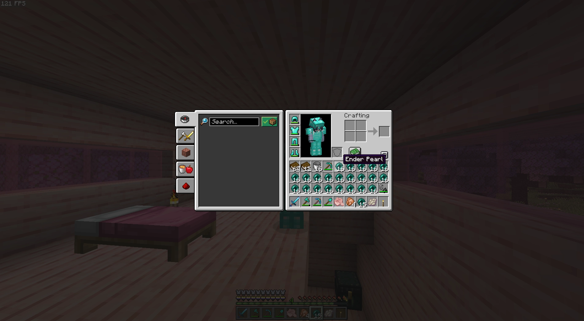 a minecraft screenshot

my inventory is chock full of ender pearls