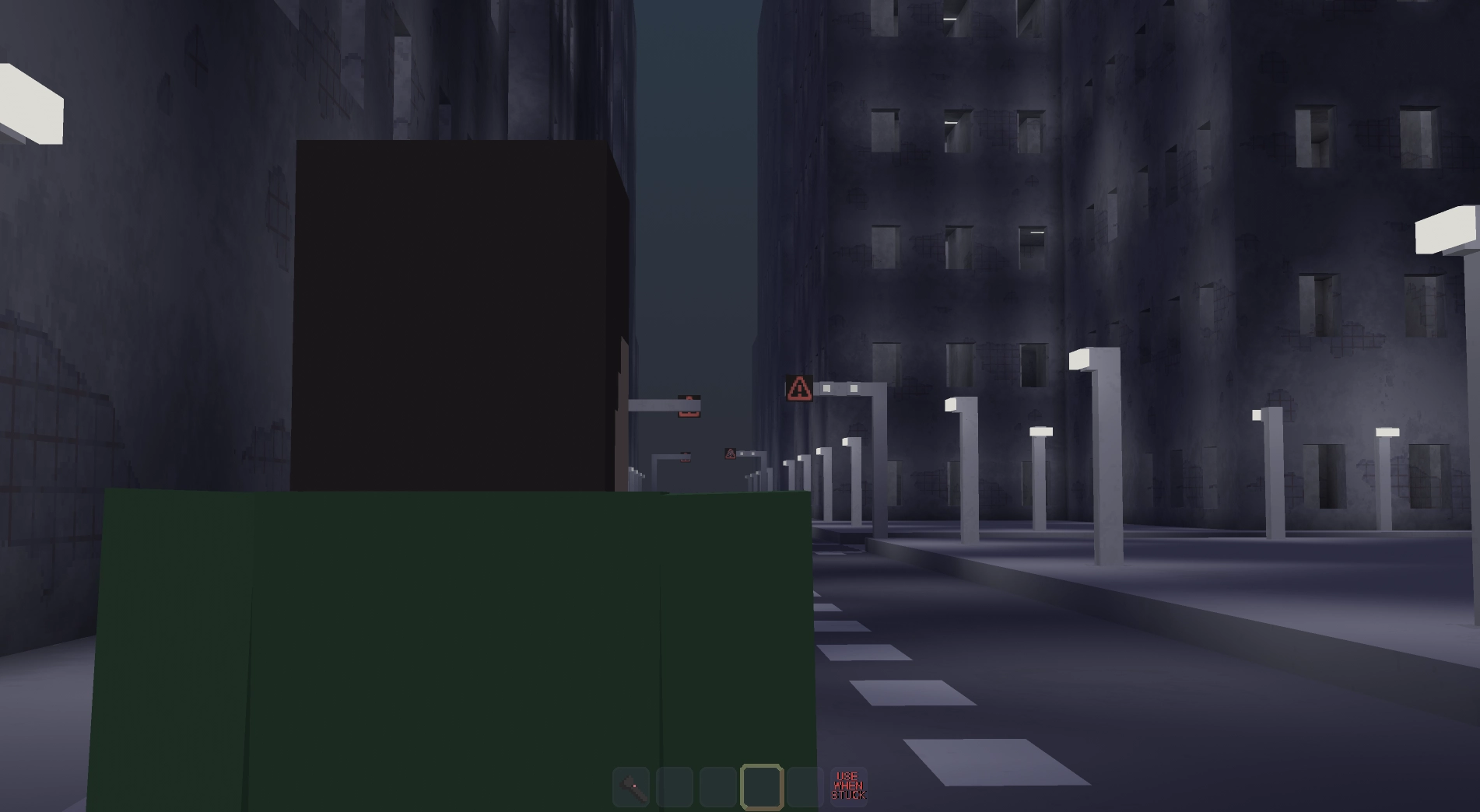 looking over the shoulder of my player character in the luanti backrooms

this level is endless city blocks