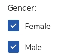 a gender selector but it's two checkboxes for female and male