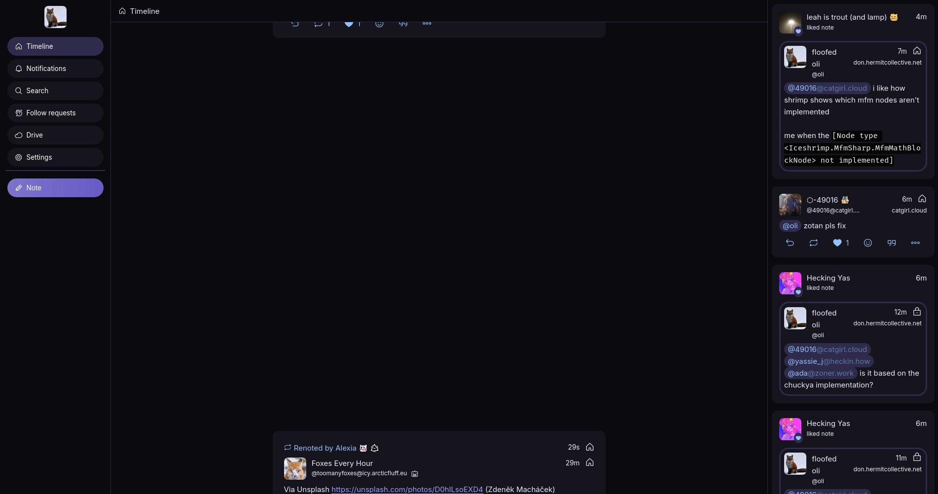 a large gap in the timeline where a post should be