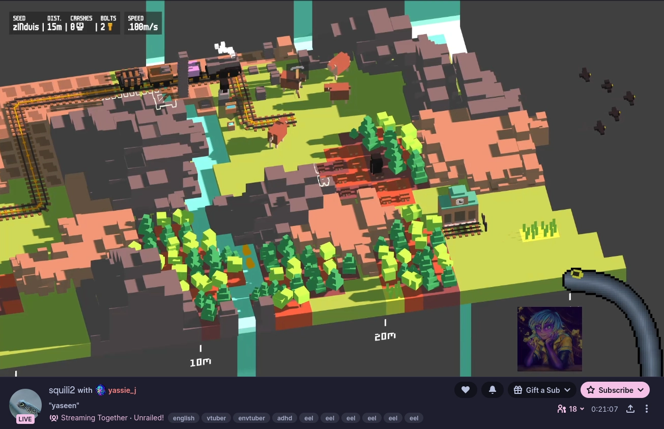 mia and yaseen playing unrailed together while streaming on twitch