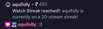 i got 450 channel points for a 20 stream streak on ari melody's twitch