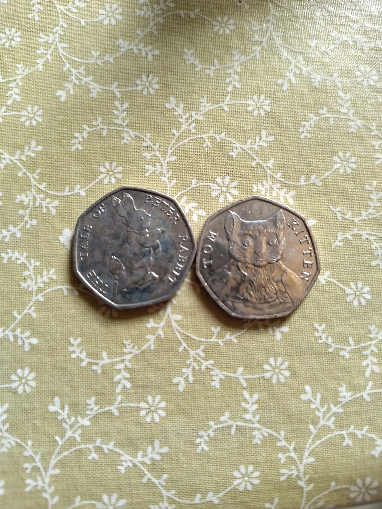 peter rabbit and tom kitten 50 pence coins from 2017