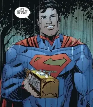 superman handing you a bottle of whisky saying: "its going to be okay"