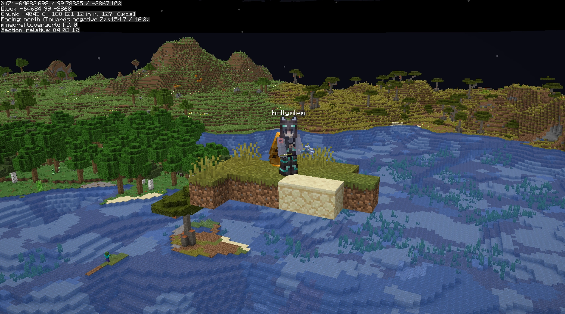 me on a floating platform of blocks that generated naturally