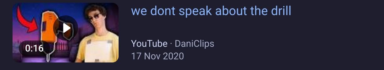 a YouTube video from Dani's clip channel 

we don't speak about the drill