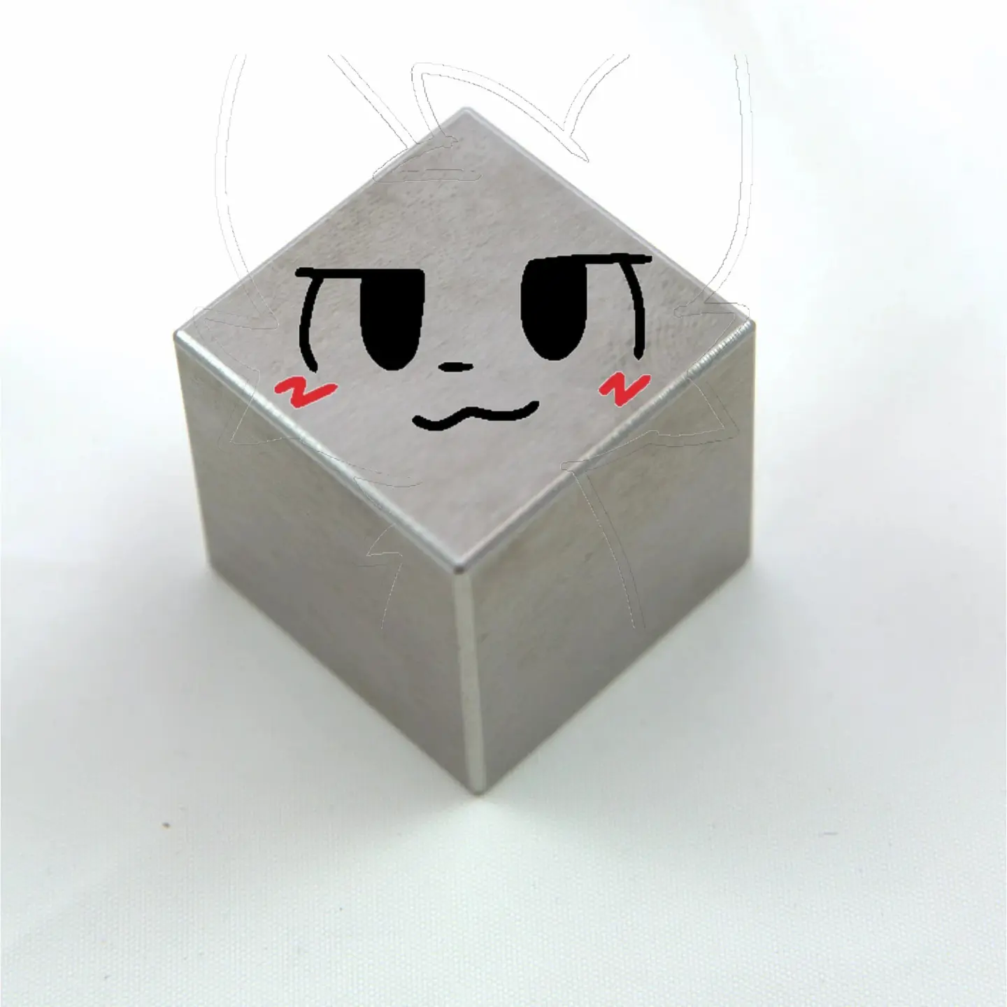 Boykisser face on a tungsten cube