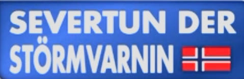 An image reading the fictional name "Severtun der Störmvarnen", a play of words on Severe Thunderstorm Warning. The name has a Norwegian flag adjacent, indicating Severtun der Störmvarnen is supposedly from Norway.