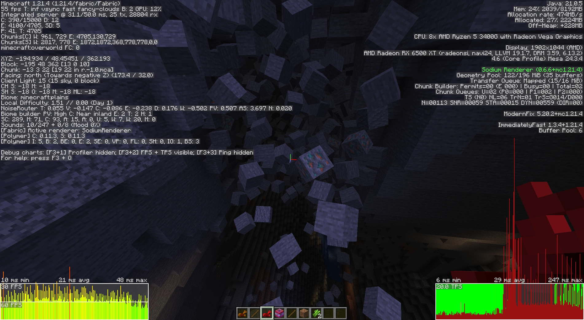 minecraft is laggy because i exploded too much physical tnt

i am playing with patbox physics toys