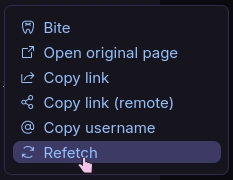 the menu when you click on the triple dot button on someone's profile

there's an option titled "Refetch"