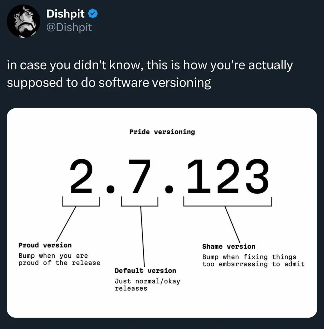 Tweet about software versioning