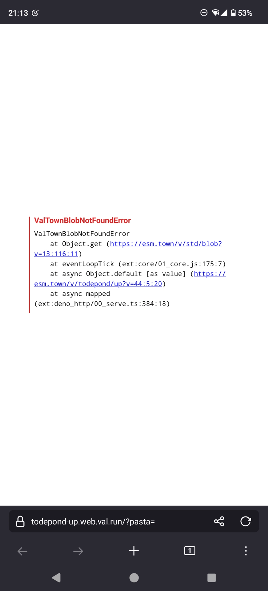 blob not found error