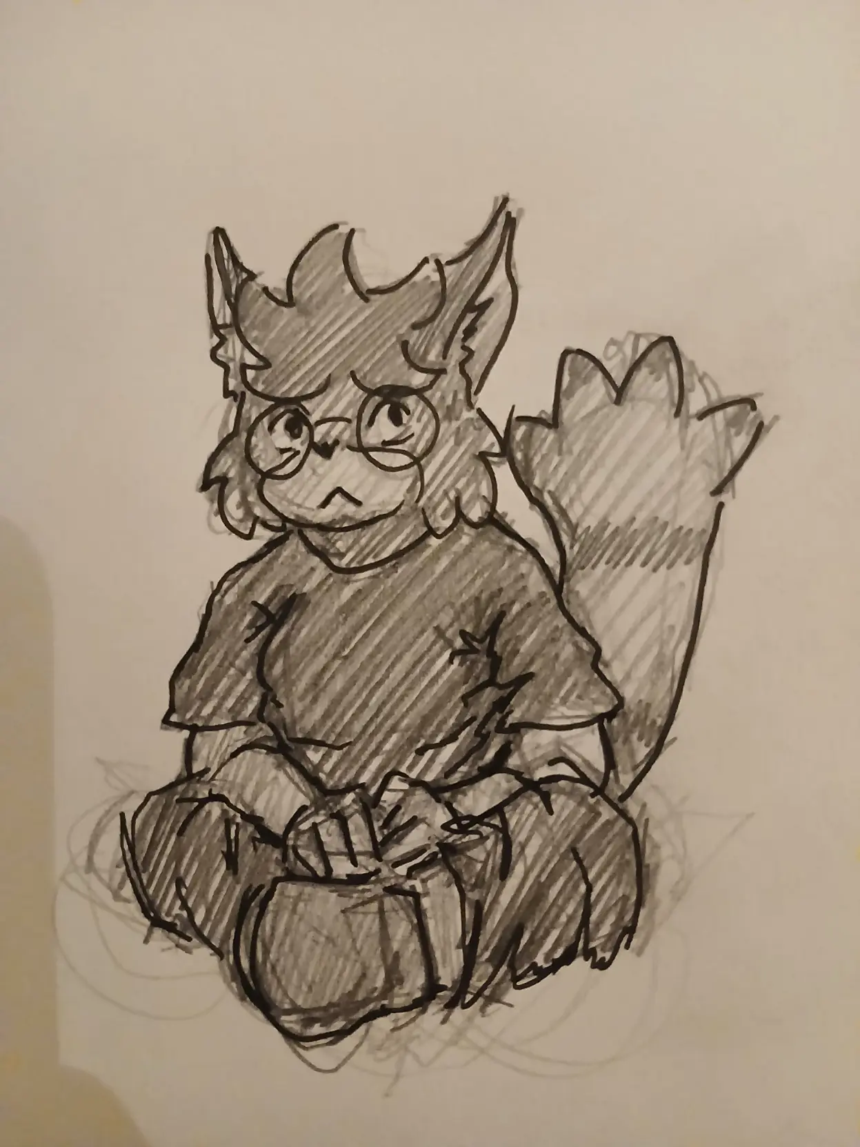 A fineliner sketch of @kibbeling's OC