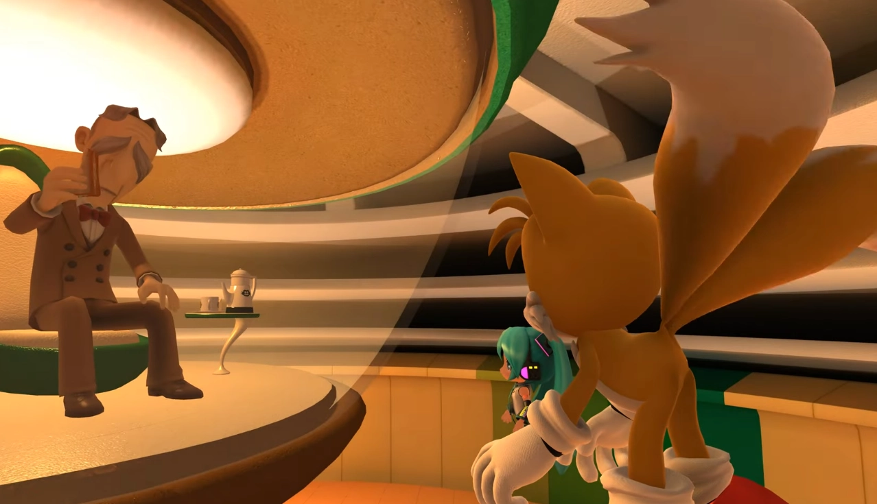 miku and tails looking at professor pickles in eggman's holding cell

professor pickles is holding a sandwich