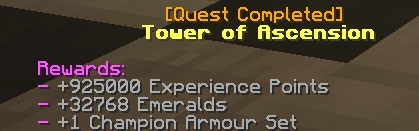 i completed the the tower of ascension quest