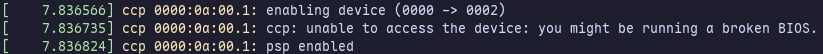ccp: unable to access the device: you might be running a broken BIOS.