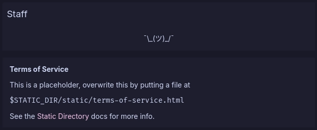 it's the default staff list and terms of service boxes